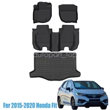 3D Floor Mats Liners / Trunk Cargo Liner Full Cover TPE For 2015-2020 Honda Fit