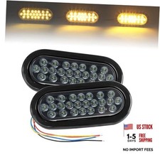 6" Oval Smoked Lens Amber LED Trailer Tail Lights 2 2 Oval Smoked Lens Amber