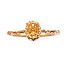 Semi Mount Ring 7x5 MM Oval Shape 925 Sterling Silver Yellow Plated Women Ring