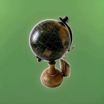World Globe Map Round Decor Wood Base Table Top Rotating Black 9.5''× 6'' New