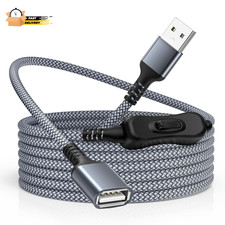 USB Extension Cable with On/Off Switch 6.6Ft,Type a Male to Female Power