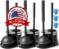 Juego De Escobilla De Ba o, Escobilla Y Soporte, Color Negro, Paquete De 3 NUEVO