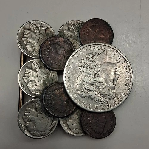 Vintage Western Sterling Silver Belt Buckle w/ 1880 Morgan Silver Dollar Coin