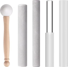 Nuanchu 5 Pcs Crystal Singing Bowl Mallet Set Includes Sheepskin Solid Silver 