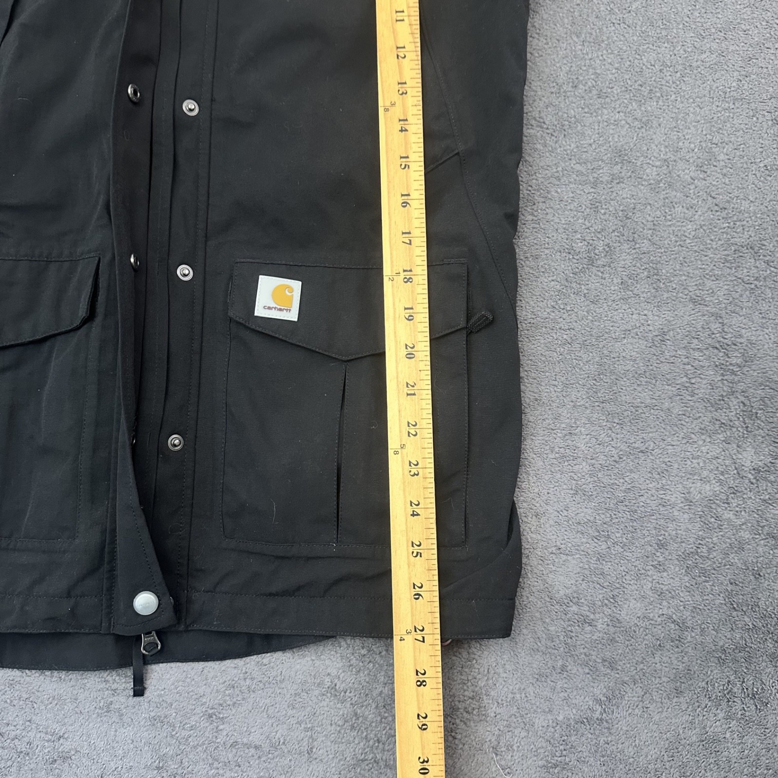 Carhartt Jacket Womens Medium Black Hooded Storm Defender Full-Zip Nylon Rain thumbnail 10