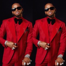 Red Men's Suits Peak Lapel Formal Business Wedding Tuxedo Party Prom Coat Pant