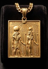 Ancient Egyptian Ra and Hathor Relief Pendant Made In EGypt