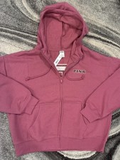 New Victoria s Secret Pink Pullover Hoodie M Pockets Logo NWT