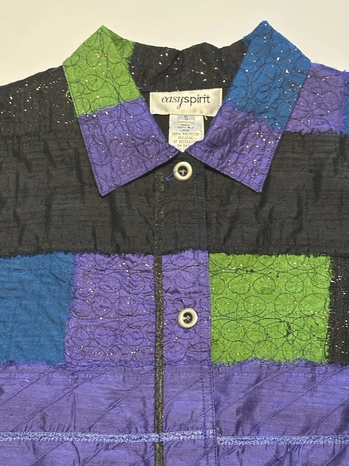 Vintage Easy Spirits Patchwork Metallic Jacket 10… - image 4