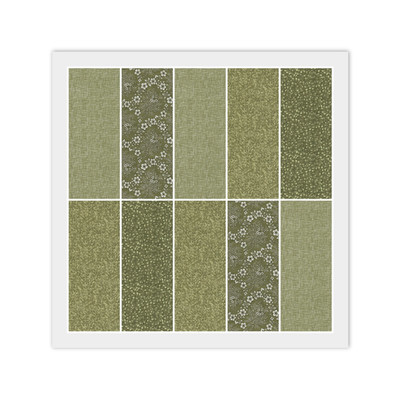 Jelly Roll - (20) 2 1/2'' Strips OLIVE SAGE GREEN Cotton Fabric - Duplicates