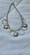 Silpada Sterling Silver Circles Hammered Plain Necklace- 17 In.