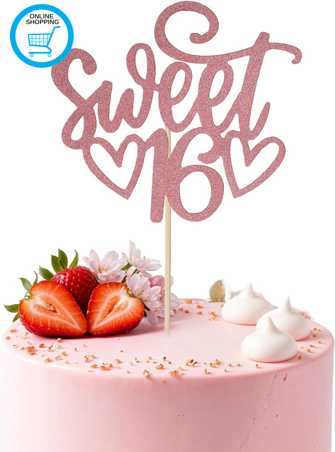 Glitter Sweet 16 Cake Topper for Happy 16Th Birthday, 16Th Happy Birthday Cake T