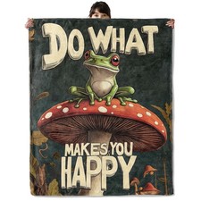 Cheerful Frog Blanket, Cozy Flannel Funny and Animal Blankets, All Season Sof...