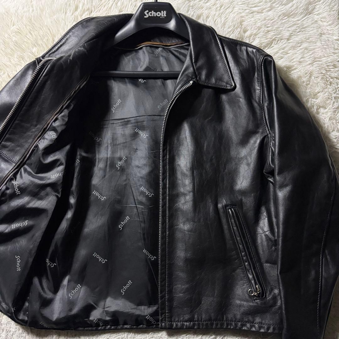 Schott 652 Leather Trucker Jacket Black 42 Single Rider Rare #FE BBA