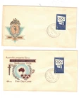 Australia 1954 2/- Olympics UNADDRESSED OFFICIAL & ROYAL FDCs  (2)