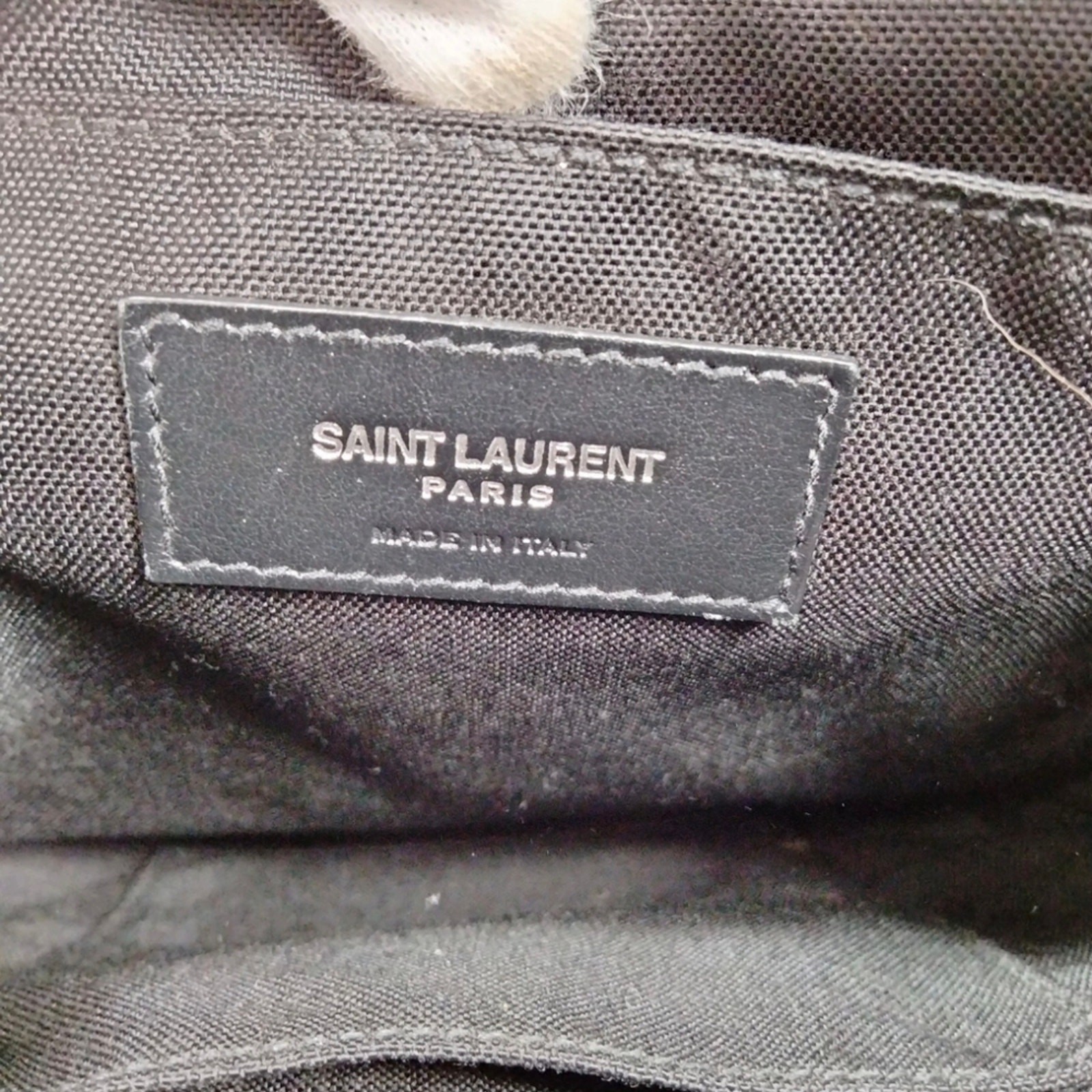 Saint Laurent Borsa a tracolla da corsa in tela e pelle nera Rivington