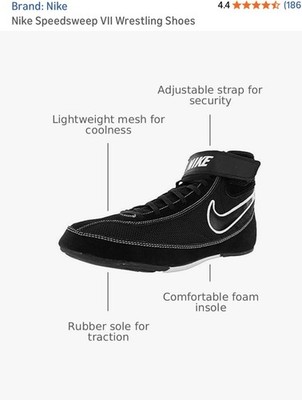 Nike SpeedSweep VII Black White Mens Sz 13 Wrestling Boxing Shoes 366683-001 New Nike Speed Sweep VII Black White Mens Sz 13 Wrestling Boxing  main image 4