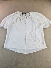 Simply Vera Vera Wang Women's Size M White Puff Sleeve Peasant Blouse Top Shirt