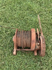 Vintage Beebe Bros 5 Ton Winch No 68 Hand Crank Cable Seattle Rusty Untested