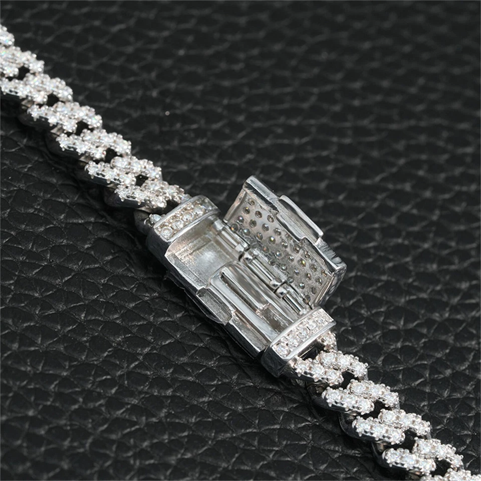 6 毫米 VVS 莫桑石迈阿密古巴链链冰嘻哈男式 925 银手链 — 第 4/4 张图片