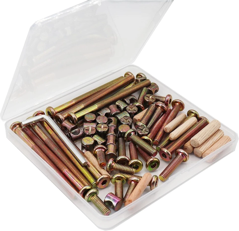 Kit de tuercas y pernos de barril para muebles M6: 70 piezas - esencial para un montaje seguro de cuna Foto 4 de 4