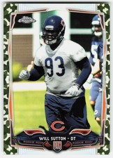 2014 Topps Chrome Camo Refractors Will Sutton Rookie #170 Bears RC,/499