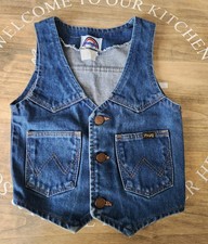 Vintage 1980's Wrangler Denim Vest Front Pockets, Youth S