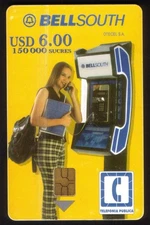 150000s Woman Talking on Payphone (Bellsouth) No Expiration VERY USED Phone Card