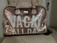 Justice Girls  Vacay All Day  Rose Gold Sequence Rolling Duffle Bag Tote - used