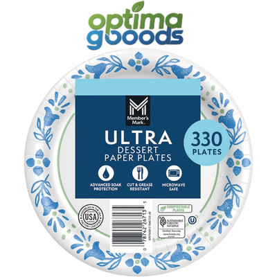 Member's Mark Ultra Dessert/Snack Paper Plates 6.875'', 330 Ct - Strong & Handy