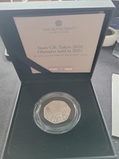 2021 Team GB Piedford 50p coin SILVER PROOF colour in case Tokyo Olympics COA