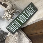 Vintage High Voltage Porcelain Sign Green Original