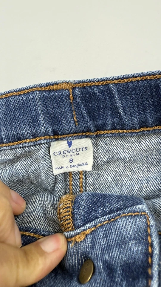 Crewcuts Denim Skirt Girls 8 J.Crew Jean Pockets Raw Hem Casual School Outfit - Image 2 of 4