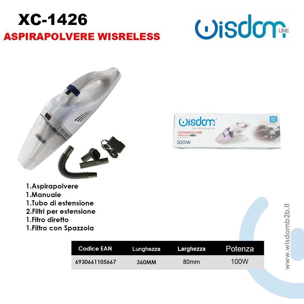 Aspirapolvere XC-1999 per Auto 12V High-Power 120W con Kit Accessori