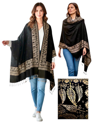 Damen Wende Pashmina Schal, weiches Tragegefühl warm Halstuch, mit Strass Mauerwerk