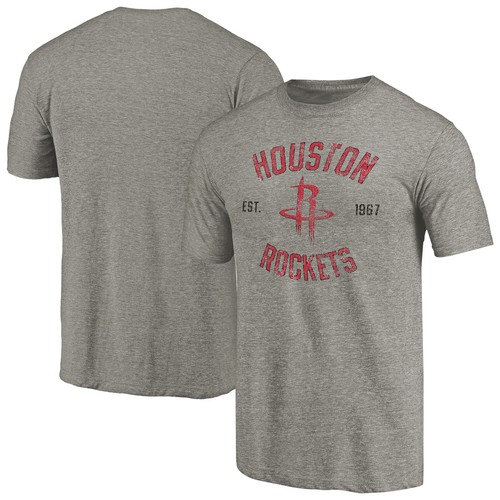 Men's Gray Houston Rockets Team Heritage Tri-Blend T-Shirt