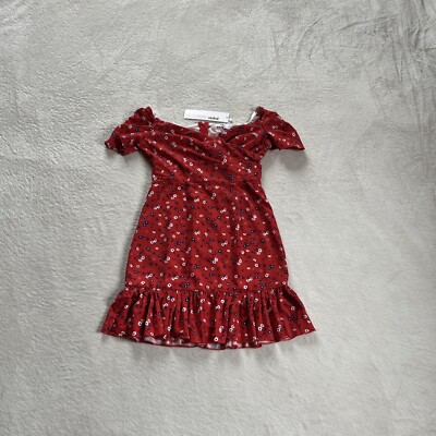 NWT Morning Mist Off The Shoulder Red Floral Mini Dress Size Small