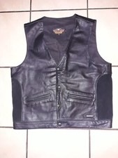 HARLEY DAVIDSON MEN'S LARGE BLACK WINGED BAR  SHIELD LEATHER VEST