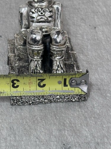 Vintage Chac Mool Statue Aztec Mayan Ancient God Marked 925 Sterling Silver - Picture 8 of 14