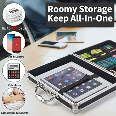 A4 File Box Combination Lock Clipboards with Storage Briefcase Heavy Duty File Storage Box Aluminum Metal with Handle A4 File Box Combination Lock Clipboards with Storage Briefcase Heavy Duty File Storage Box Aluminum Metal with Handle