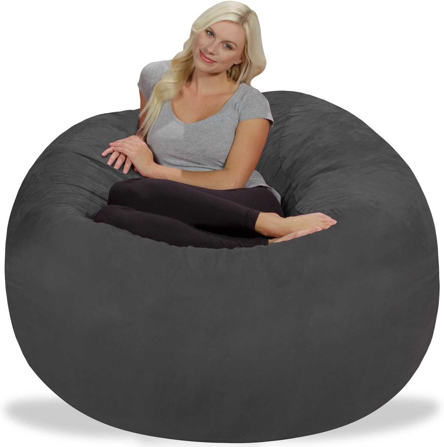 Chill Sack Bean Bag Chair Giant 5' Memory Foam Furniture Bean Bag Charcoal