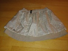 ABERCROMBIE GIRL'S BEIGE/SILVER METALLIC LINED SKIRT-NWT-M-ELASTIC WAIST-CUTE