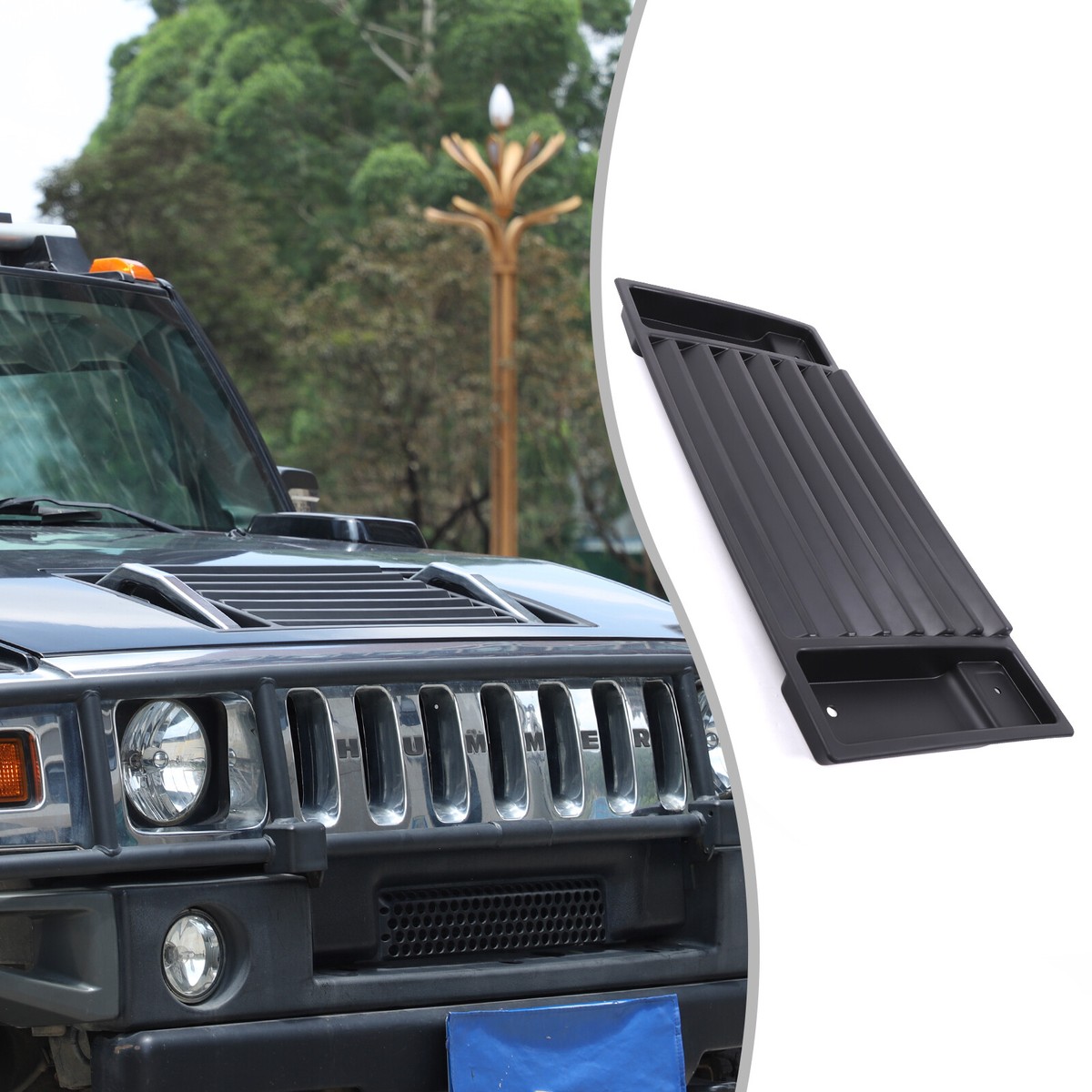ABS Matte Black Front Hood Grille Engine Cover Trim for Hummer H2