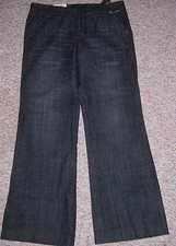 EXPRESS Gray Denim Editor Low Rise Flare Straight Thru Hip Trouser Jeans Sz 10