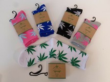 5 Pairs Lot Marijuana Weed Pot Leaf Thin Crew Skateboarding Socks E1