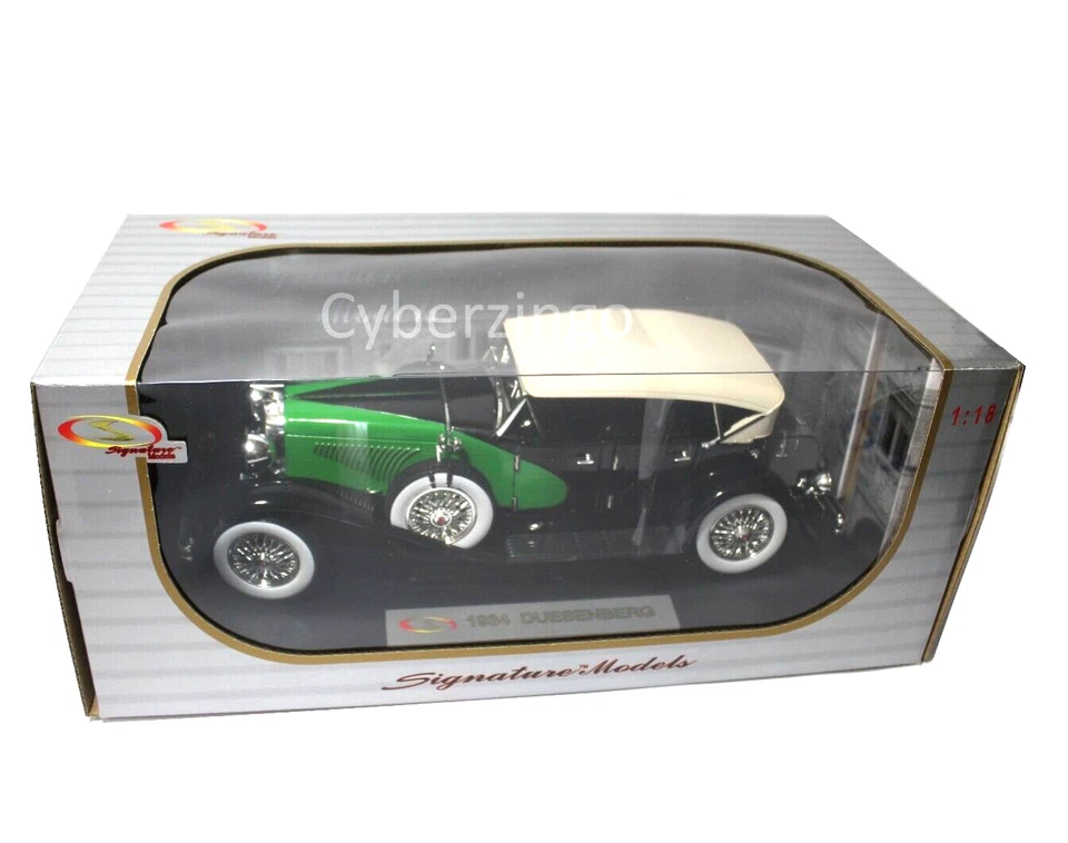 Signature 1934 Duesenberg Black And Green 1:18 Scale Diecast Car NEW IN BOX - Image 2 of 4