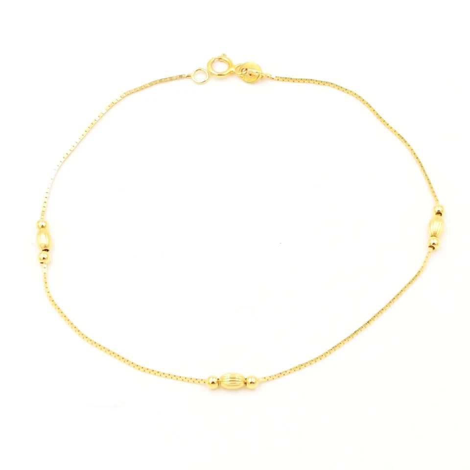 Brazalete de eslabones de cadena cilíndrico y caja de bolas Aurafin italiano de oro amarillo de 14k 9" Foto 2 de 4