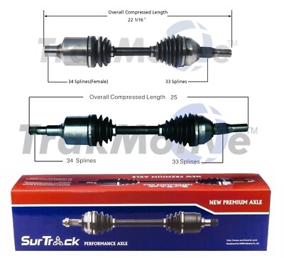 SurTrack Pair Set 2 Front CV Axle Shafts For Pontiac Oldsmobile V6 Std Asp FWD