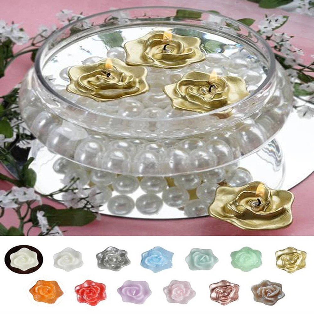8 Roses Flowers Floating Candles for Wedding Centerpieces