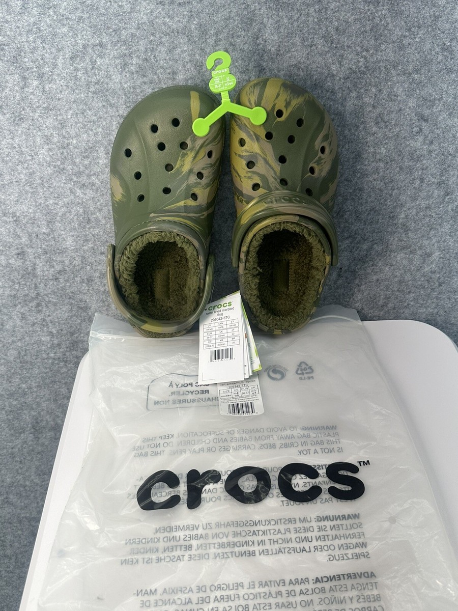 lee様 Crocs Ralen Lined Army Green Camo Slip On Clog Size Men's 4